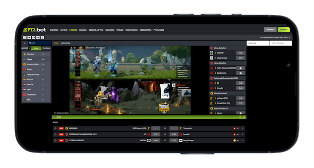 Screenshot of e-Sports betting with live streaming on F12.bet