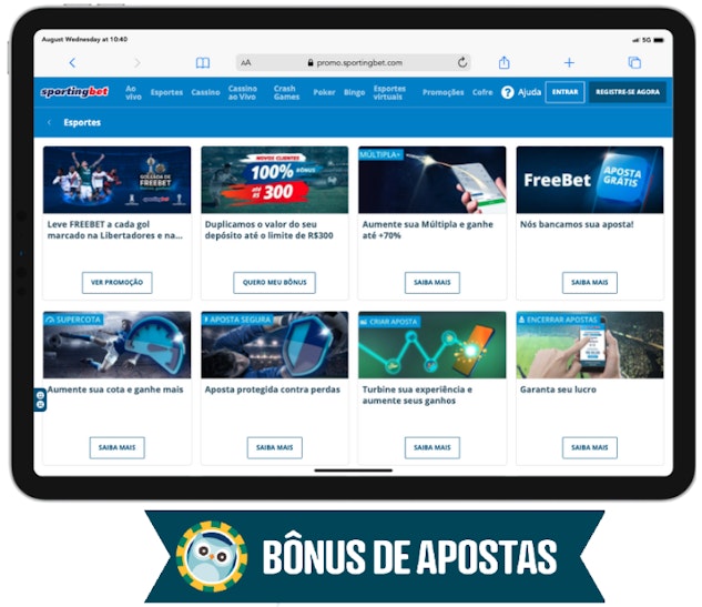 imagem mostrando ofertas da casa de apostas sportingbet