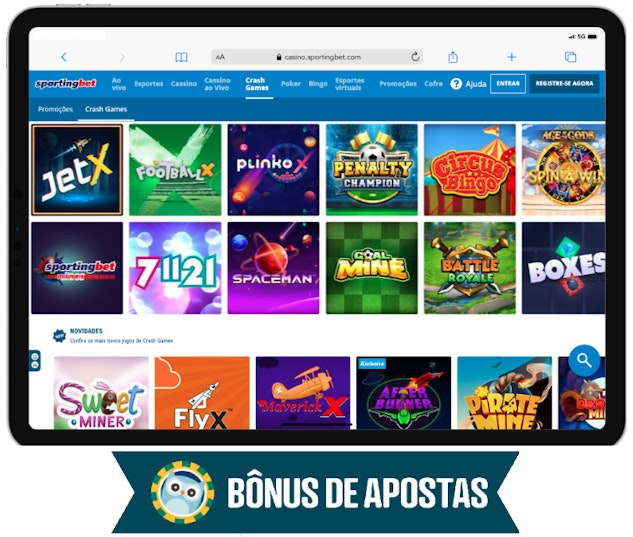 imagem mostrando a oferta de jogos de cassino Sportingbet