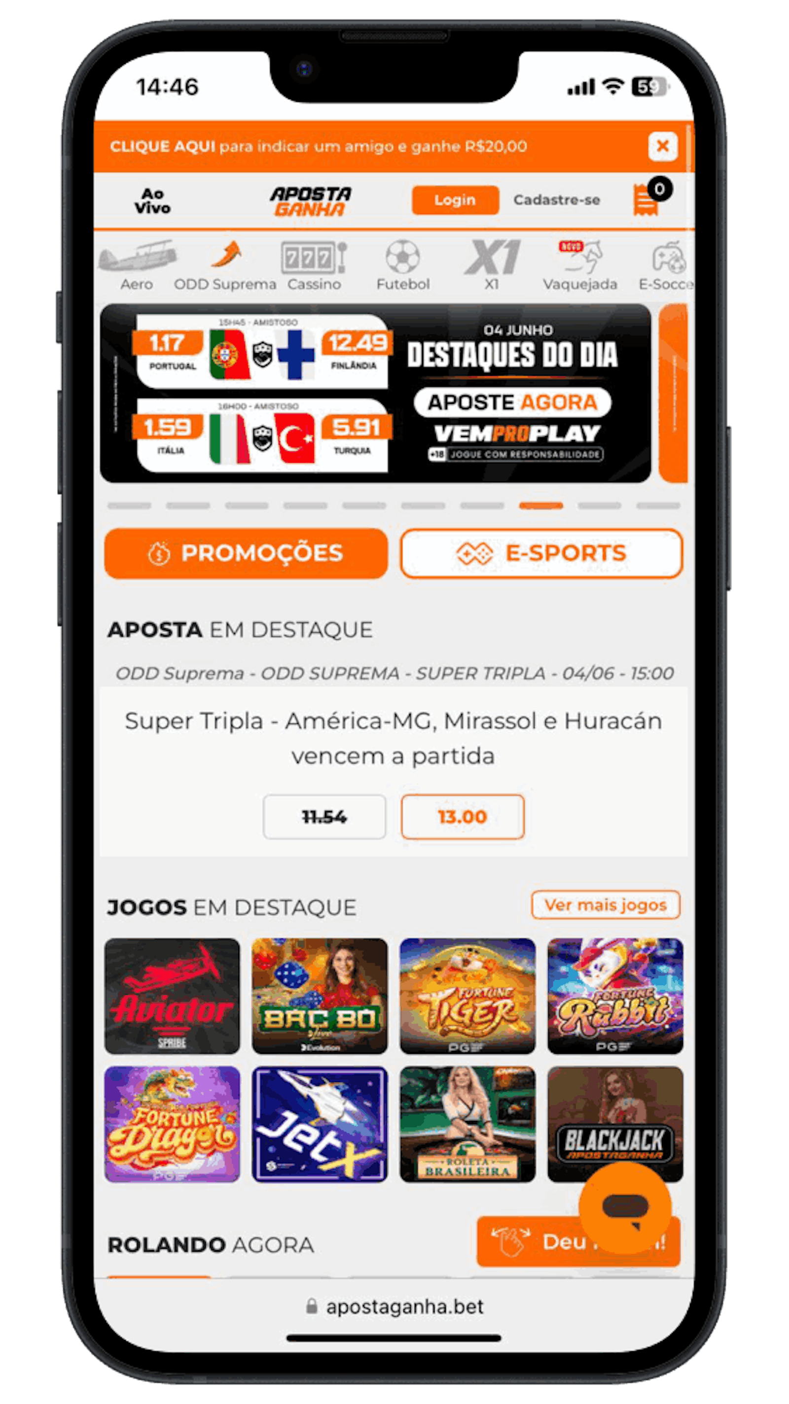 Página inicial Aposta Ganha