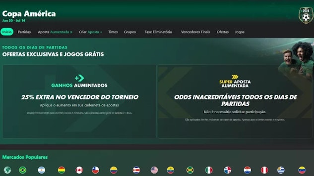 Ganhos aumentados copa america bet365