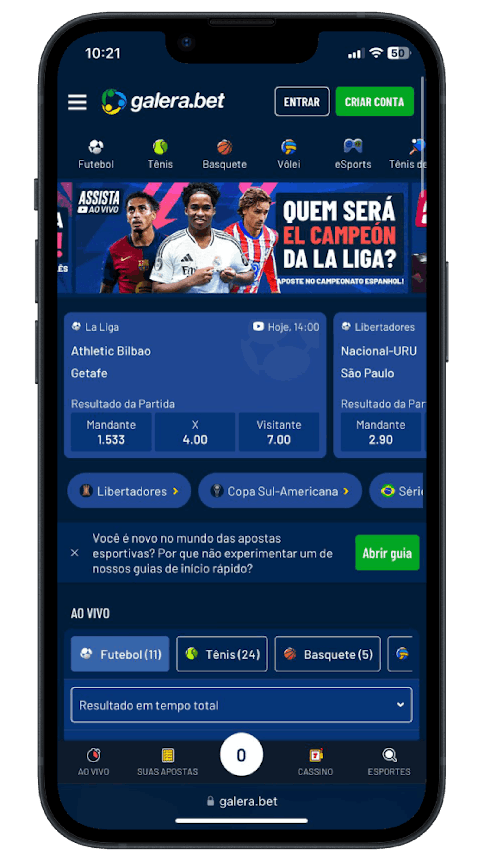 Página inicial Galera Bet