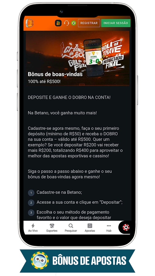 Betgo com bonus de 5$ ao se cadastrar 