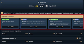 Odds aumentadas estrela bet