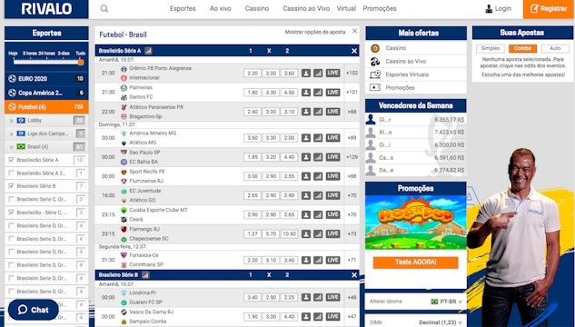 Rivalo apostas de futebol